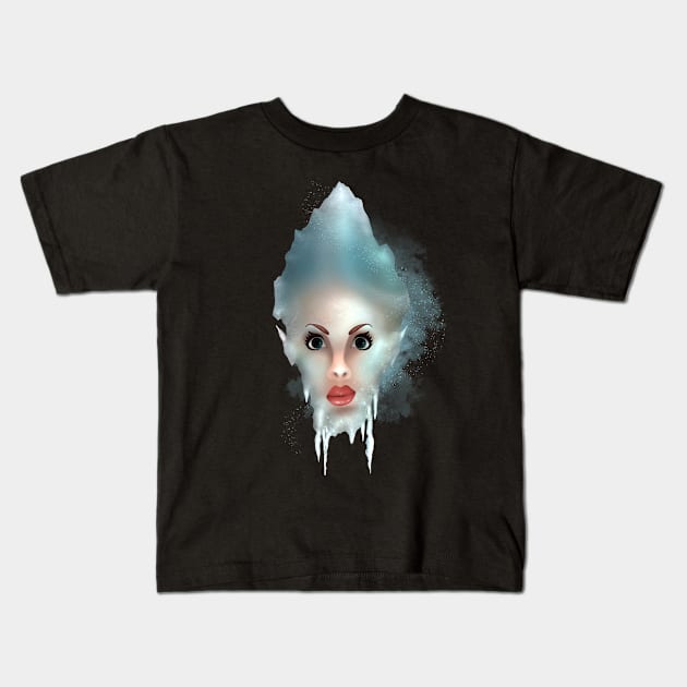 Mountain frozen woman’s head Kids T-Shirt by lidijaarts